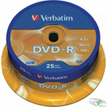 Płyta DVD-R VERBATIM CAKE(25) Matt Silver 4.7GB x16  43522