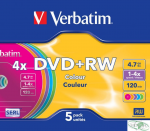 Płyta DVD+RW VERBATIM SLIM Color 4.7GB x4                43297