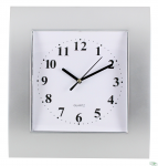 Zegar ścienny plastikowy, 255 mm x 285 mm E01.2499 MPM Srebrny z t.białą